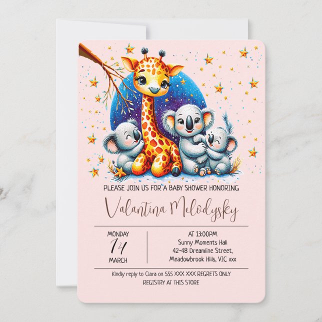Invitation pour une baby shower pour une fille mig (Devant)