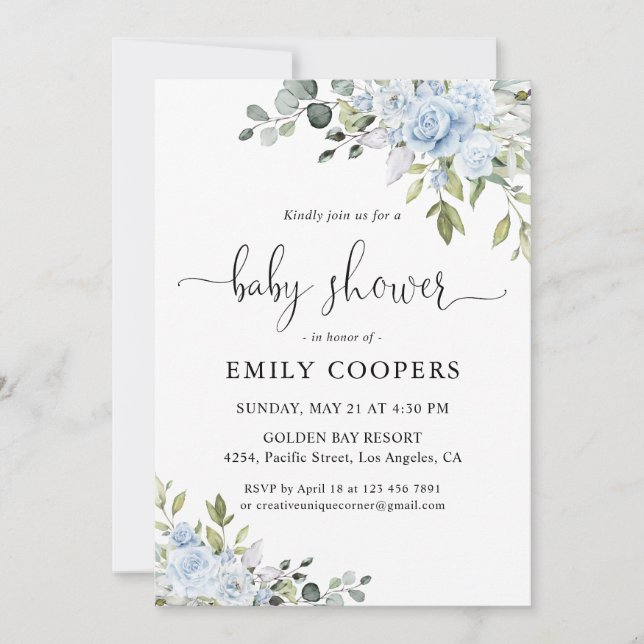 Invitation pour une Baby Shower sur le thème botan (Devant)