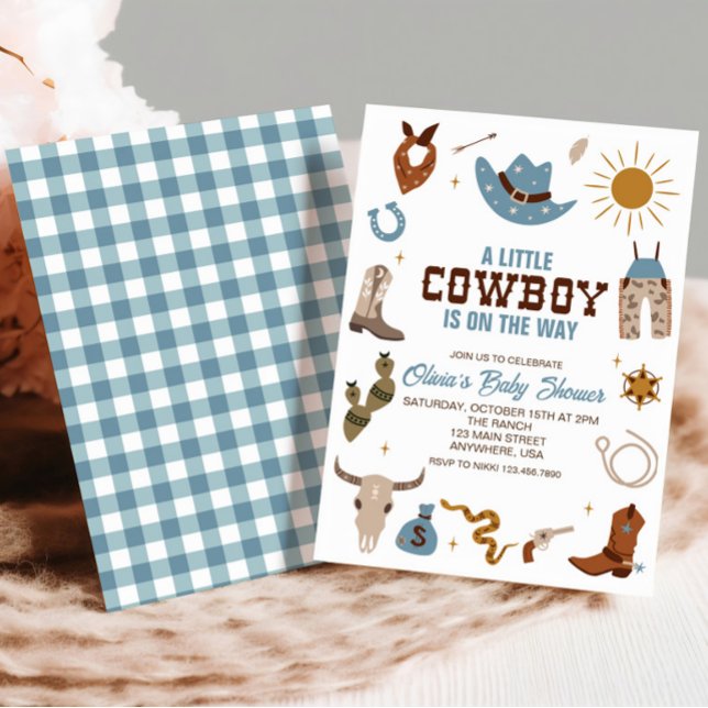 Invitation pour une baby shower sur le thème cowbo (Créateur téléchargé)