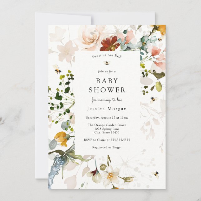 Invitation pour une baby shower sur le thème de l' (Devant)
