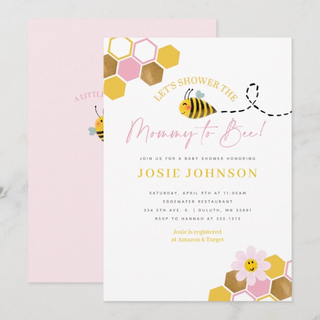 Invitation pour une baby shower sur le thème des a (Devant / Derrière)
