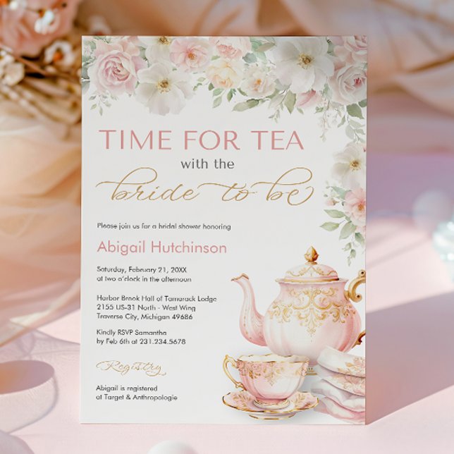 Invitation pour une Baby Shower sur le thème du th (Tea Party Bridal Shower Invitation
)