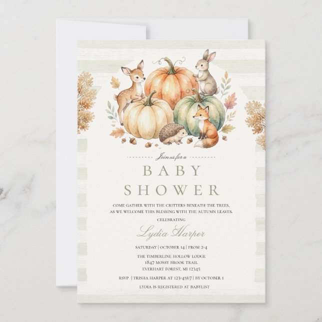 Invitation pour une Baby Shower sur les Animaux de (Devant)