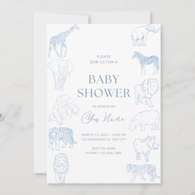 Invitation pour une baby shower thème sauvage  (Devant)