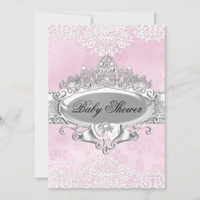 Invitation pour une baby shower Tiara & Damask Ros (Devant)