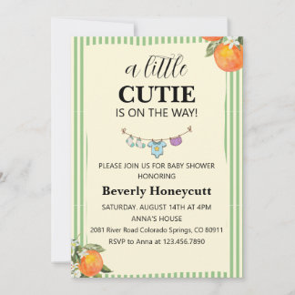 Invitation pour une Baby Shower : Un Bébé Orange M