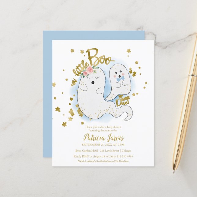 Invitation pour une Baby Shower : Un Petit Garçon  (Devant/Arrière en situation)