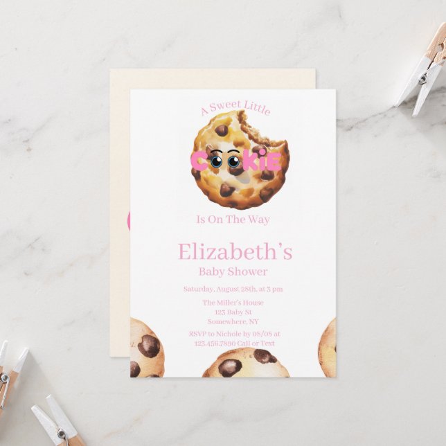 Invitation pour une Baby Shower : Une Petite Fille (Devant/Arrière en situation)