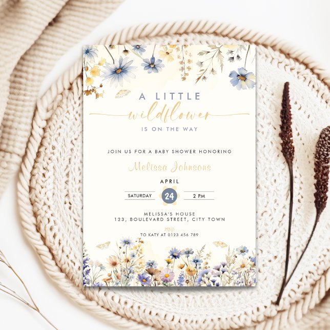 Invitation pour une Baby Shower : Une Petite Fleur (A little wildflower is on the way as baby shower invitation)