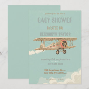Invitation pour une baby shower Vintage Airplane
