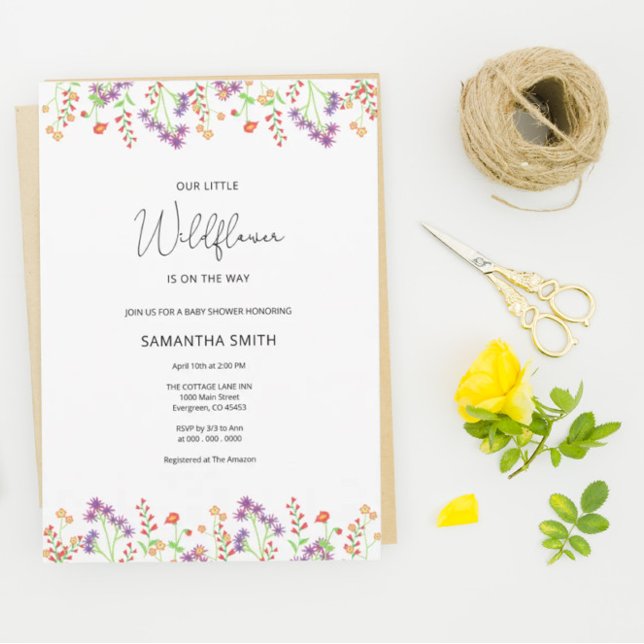 Invitation pour une baby shower Wildflower (Créateur téléchargé)