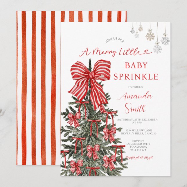 Invitation pour une Baby Sprinkle de Noël Joyeuse (Devant / Derrière)