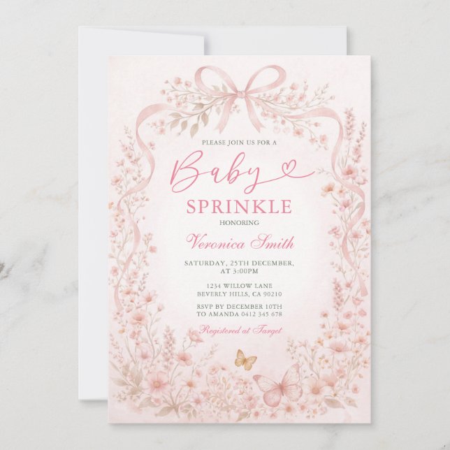 Invitation pour une baby sprinkle Fleur Sauvage Pa (Devant)