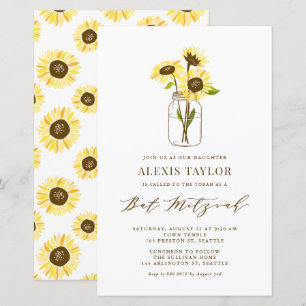 Invitation pour une Bat Mitzvah avec des tournesol