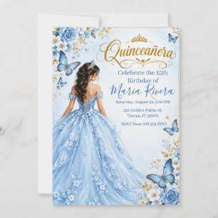 Invitation pour une Blue Quinceañera Douce 15