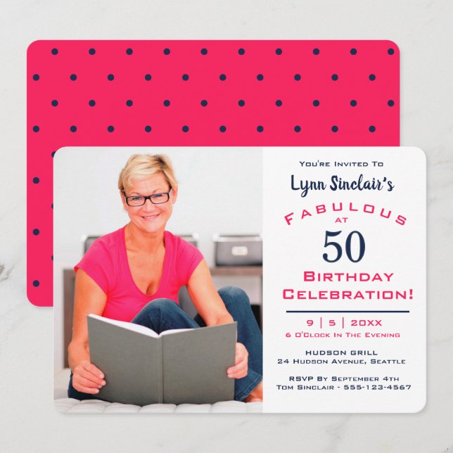 Invitation pour une célébration d'anniversaire fab (Devant / Derrière)