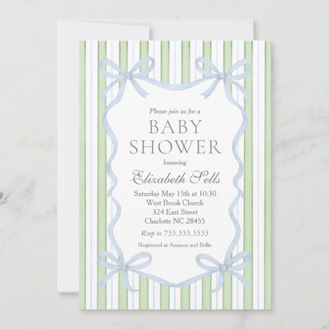 Invitation pour une douche de bébé garçon, Douche  (Devant)