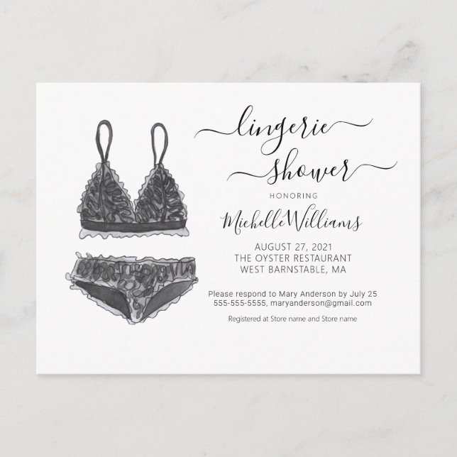 Invitation pour une douche de lingerie de mariage (Devant)