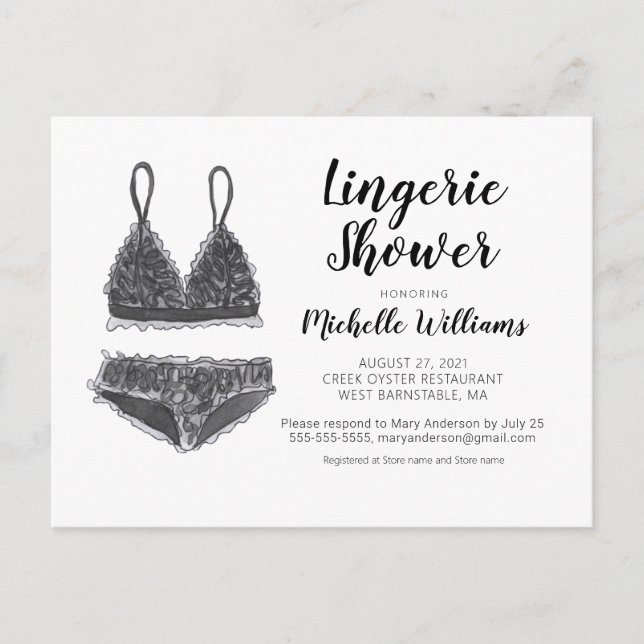 Invitation pour une douche de lingerie pour mariée (Devant)