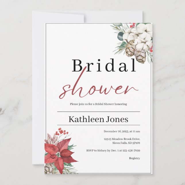 Invitation pour une douche de mariée d'hiver (Devant)