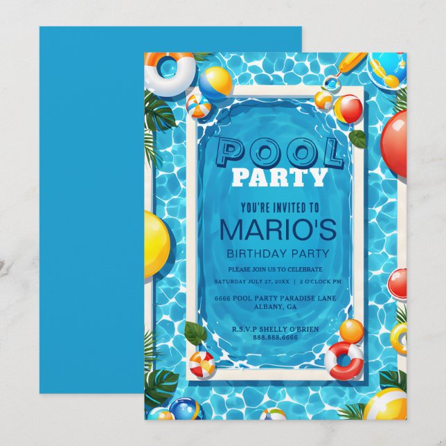 Invitation pour une fête à la zone de jeux d'eau - (Devant / Derrière)