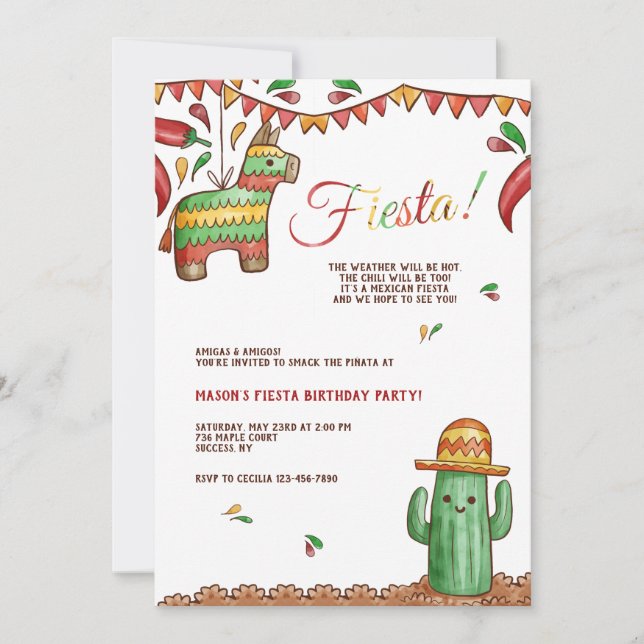 Invitation pour une fête avec piñata (Devant)