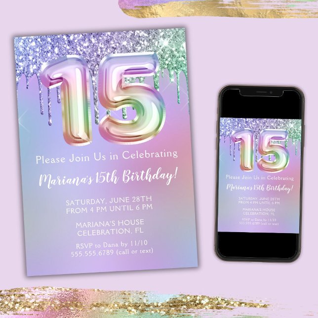 Invitation pour une fête d'anniversaire 15 ans pai (Créateur téléchargé)