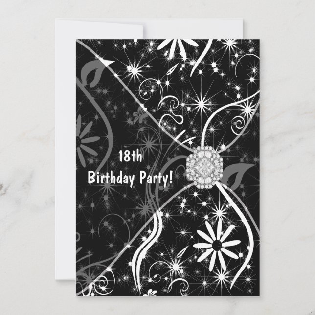 Invitation pour une fête d'anniversaire 18 ans Bla (Devant)
