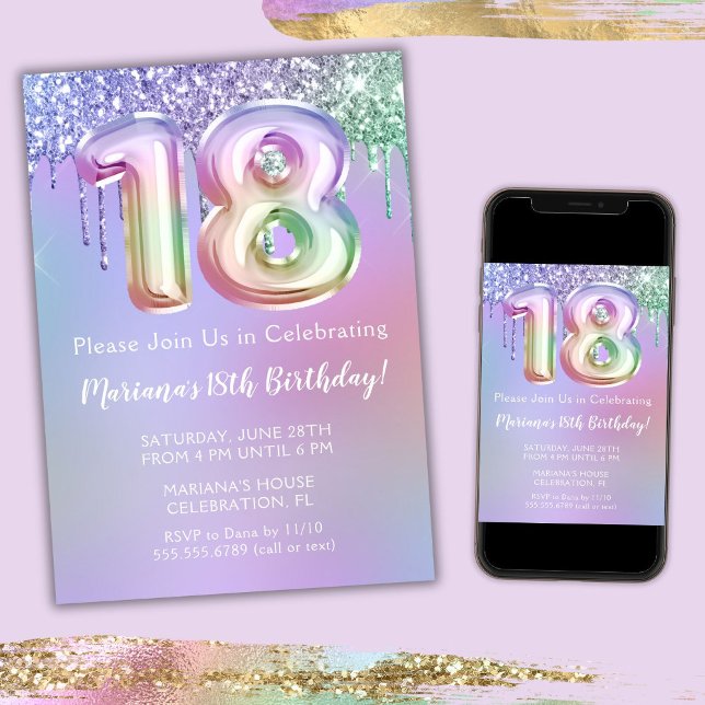 Invitation pour une fête d'anniversaire 18 ans Pai (Créateur téléchargé)
