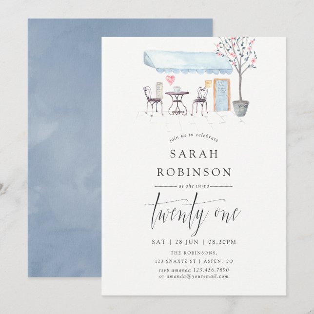 Invitation pour une fête d'anniversaire 21 ans au  (Devant / Derrière)