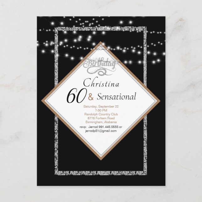 Invitation pour une fête d'anniversaire 60 & Sensa (Devant)