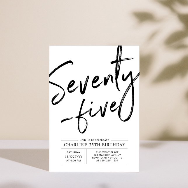 Invitation pour une fête d'anniversaire 75 moderne (Créateur téléchargé)