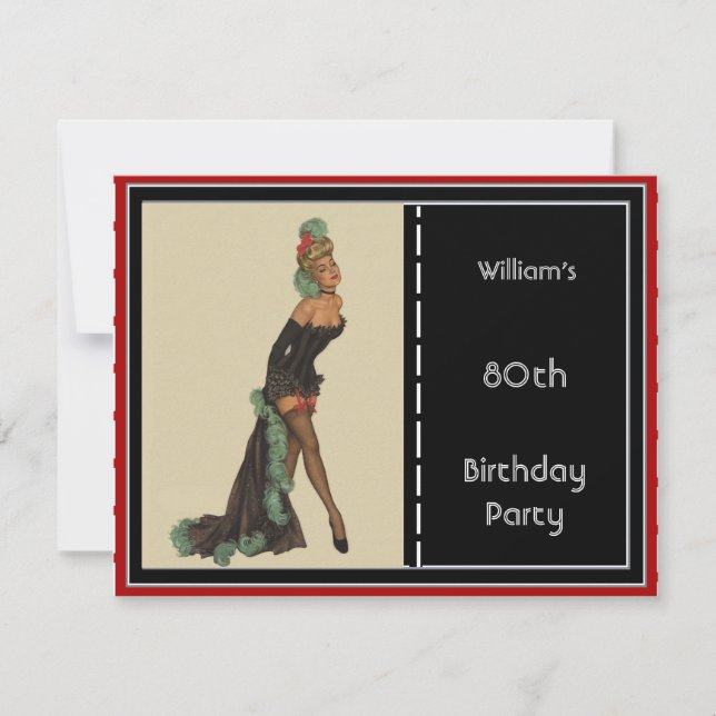 Invitation pour une fête d'anniversaire 80 ans ave (Devant)