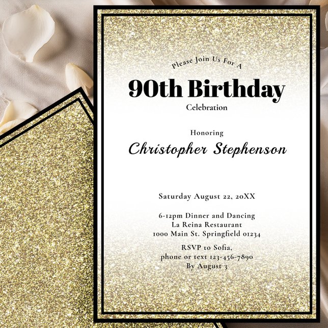 Invitation pour une fête d'anniversaire 90 ans en  (Créateur téléchargé)