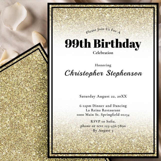 Invitation pour une fête d'anniversaire 99 ans en  (Créateur téléchargé)
