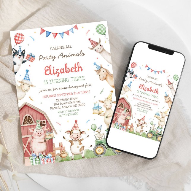 Invitation pour une fête d'anniversaire à la ferme (Créateur téléchargé)
