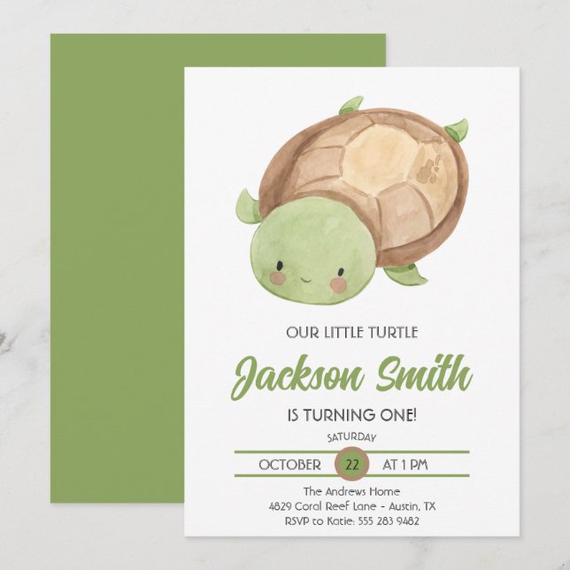 Invitation pour une fête d'anniversaire à l'aquare (Devant / Derrière)