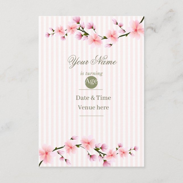 Invitation pour une fête d'anniversaire à rayures  (Devant)