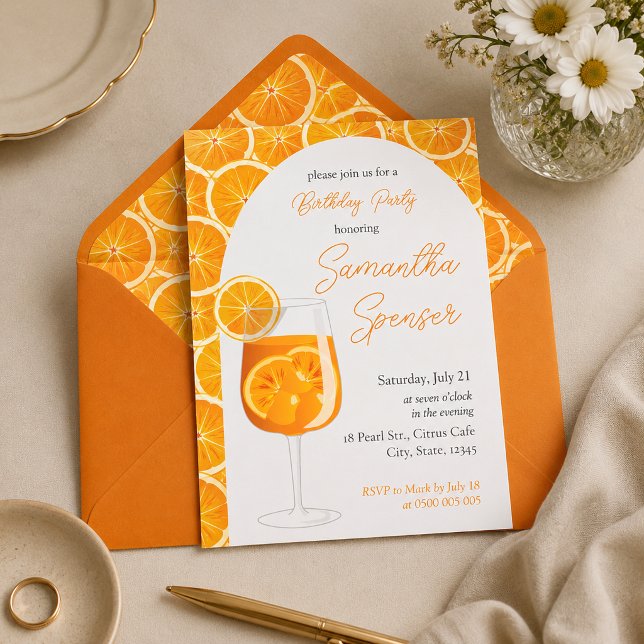 Invitation pour une fête d'anniversaire Aperol Spr (Créateur téléchargé)