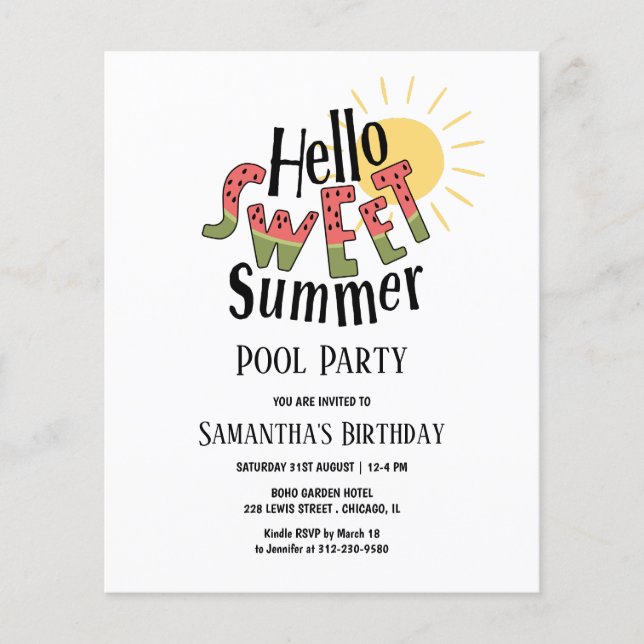 Invitation pour une fête d'anniversaire au bord de (Devant)