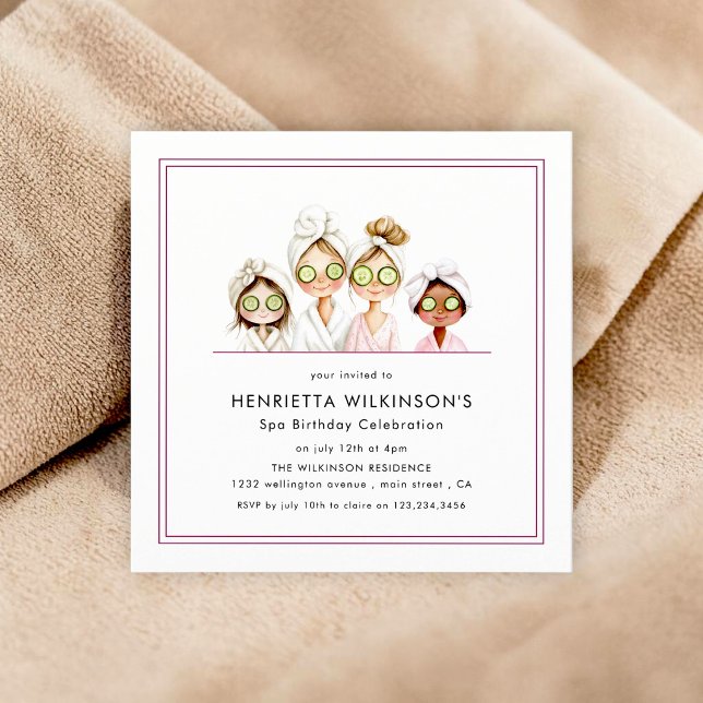 Invitation pour une fête d'anniversaire au Spa des (Créateur téléchargé)