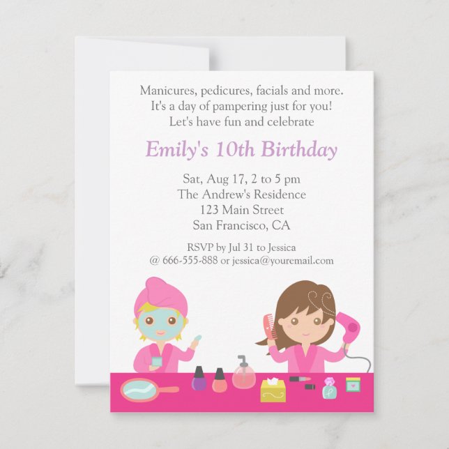 Invitation pour une fête d'anniversaire au Spa Ros (Devant)