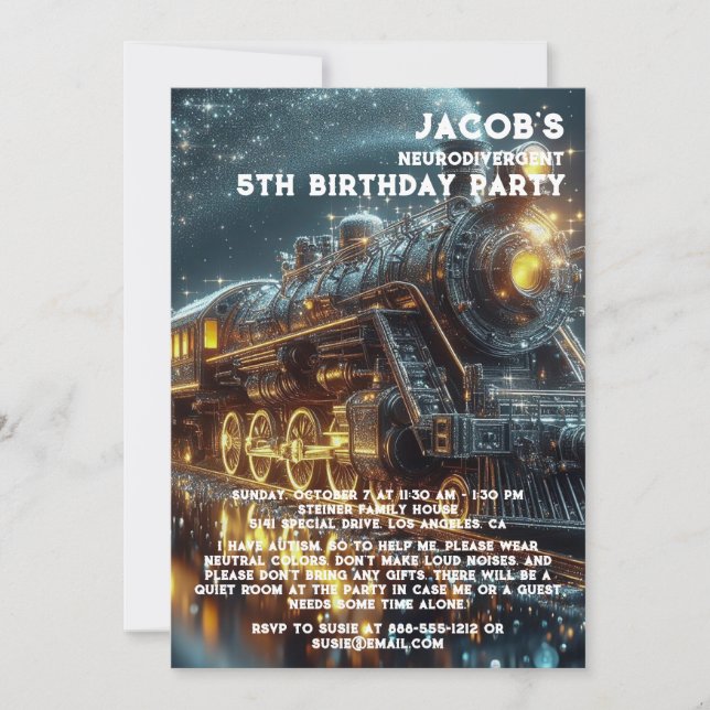 Invitation pour une fête d'anniversaire autiste ne (Devant)