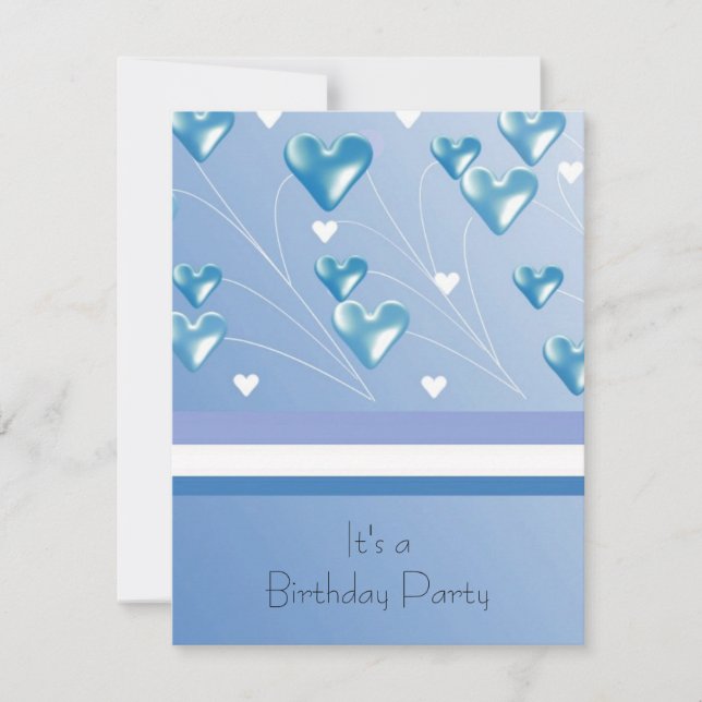 Invitation pour une fête d'anniversaire aux cœurs  (Devant)