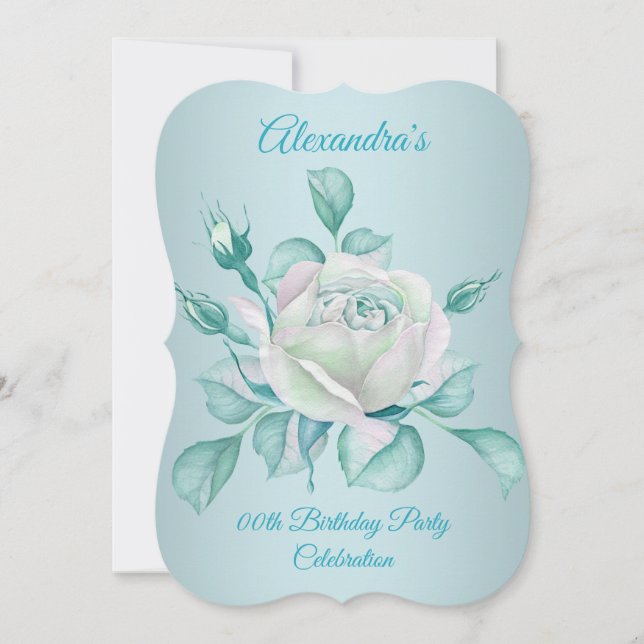 Invitation pour une fête d'anniversaire aux roses  (Devant)