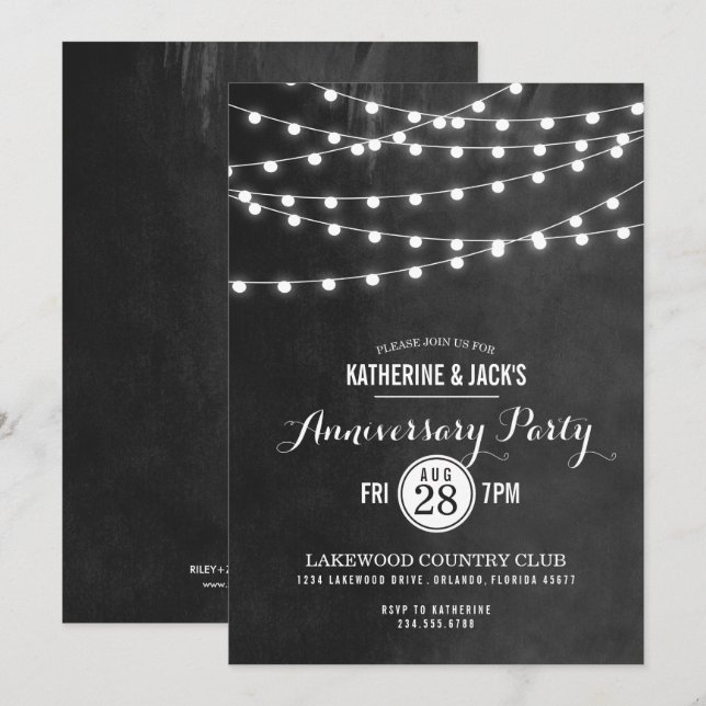 Invitation pour une fête d'anniversaire avec des l (Devant / Derrière)