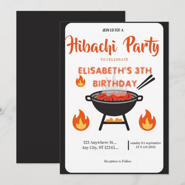 Invitation pour une fête d'anniversaire avec dîner (Devant / Derrière)