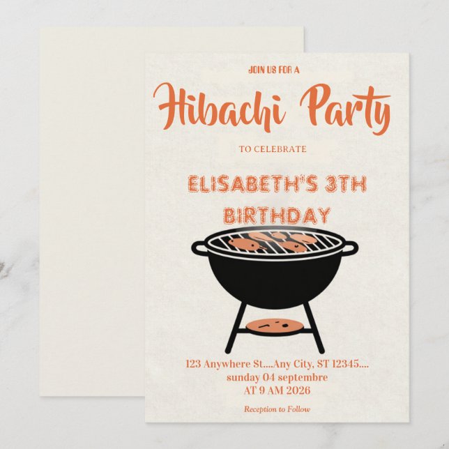 Invitation pour une fête d'anniversaire avec dîner (Devant / Derrière)