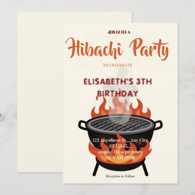 Invitation pour une fête d'anniversaire avec dîner (Devant / Derrière)