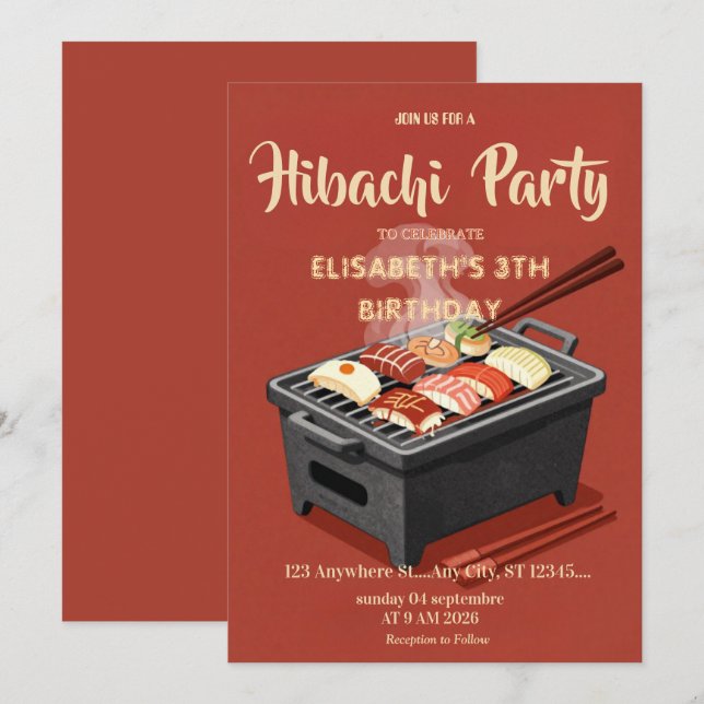 Invitation pour une fête d'anniversaire avec dîner (Devant / Derrière)